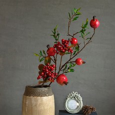 Miss Mone石榴果枝室內裝飾人造花裝飾, 紅色的, 1個