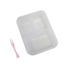 微波爐 PP 容器迷你 3 隔層半透明 + 迷你叉, 1套
