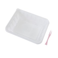 塑膠盒 白色+迷你叉子, 1套