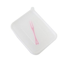 전자레인지 PP용기 미니 높은 1칸 반투명 + 미니포크, 1세트