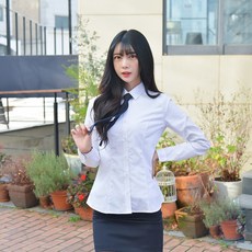 GYOBOKMALL Premium Span 女式方領白色校服襯衫 完成 4 項認證 Gak Color Blue Check ，4XL