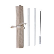 飲料用玻璃吸管 8*200mm + 冰沙用玻璃吸管 12*200mm + 清潔刷 + 手工收納袋, 1套