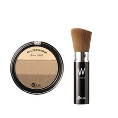 W.Lab 暖色調3色打亮修容盤 10g+修容刷, 混色, 1套