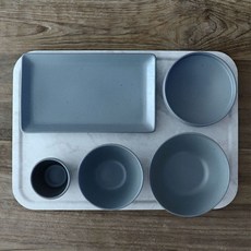 달빗금 혼밥 식기 5종 세트, 그레이
