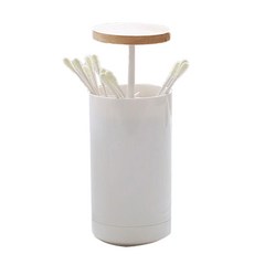 木頭一觸式棉花棒盒, 混色, 1個