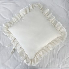 水洗棉褶邊方形靠墊套, 棉白楊