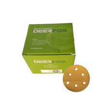 DEERFOS 圓形 6 孔魔術貼砂紙 60 125mm, 100個