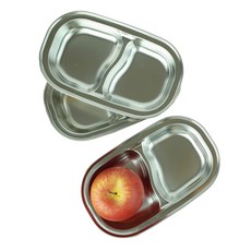 不鏽鋼雙格韓式小菜碟, 單色, 3個