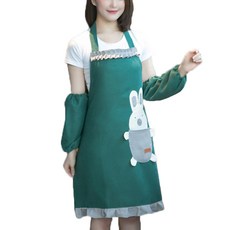 에이홉 토끼 주머니 앞치마 + 팔토시, 그린, 1세트