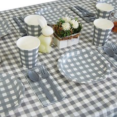 Wow Party 韓國派對套組 6 人格子銀 23 厘米盤子, 1套