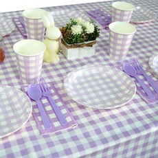 Wow Party Korea 6人派對組合 格紋紫丁香 18cm盤子, 1套