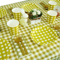 Wow Party 韓國派對套組 6 人格子金 18 厘米盤子, 1套