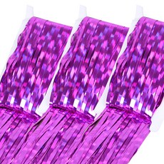 MarketA 雷射絲綢家庭派對流蘇窗簾 1 x 4 m, 紫色, 3個