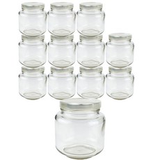 玻璃儲存果醬罐低型銀 L 1000g, 12入