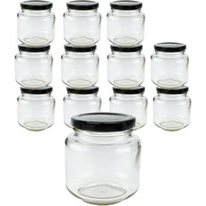 玻璃保存果醬瓶 低型 黑色 L 1000g, 12入