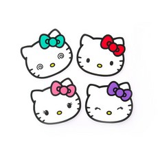 siliconezone Hello Kitty 杯墊 4件組 SZ13KS11903AA, 粉紅色, 1個