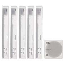 Usetool Company 單支細毛牙刷 白色 5入+圓形磁鐵, 1套