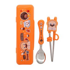 麵包理髮廳 矯正用湯匙筷子盒組, 1套, 湯匙 + 筷子 + 收納盒, 混合色