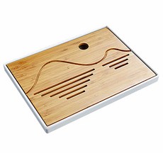 復古茶道茶竹托盤 S, 白色的, 1個