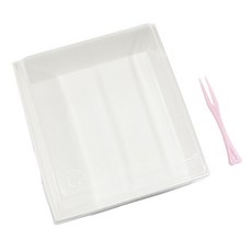 正方形一次性馬卡龍容器 白色 + 迷你叉子, 300套