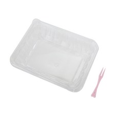 일회용기 1칸 투명 반찬용기 200p + 미니포크 200p, 1세트