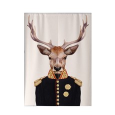 復古室內風格 動物肖像畫隔斷門簾 雙開式, TYPE 07