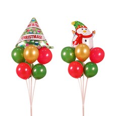 WOW PARTY KOREA 聖誕氣球柱套組 聖誕快樂樹與紅圍巾雪人 160cm, 混合色, 1套