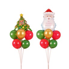 WOW PARTY KOREA 聖誕節氣球架套組 微笑星星樹與聖誕老人鬍子 160cm, 混合色, 1套