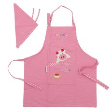 엑센트하우스 입고 벗기 편한 펀피그 펀몽키 아동 앞치마, 핑크, 1개