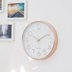 Living Cube 靜音壁鐘, 白底玫瑰金
