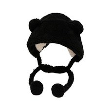 Market A 可愛小熊連帽帽, 黑色, 1個