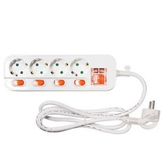 主獨立開關4孔延長線 白色, 10m, 1個