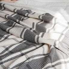 ACACIA 莫代爾棉質格紋薄毯, 灰色的