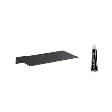 MONACO OLIVE 金屬線條免鑽孔全黑纖薄層架 + Sealant Fix 黏著劑 8g 套組, 黑色, 1套