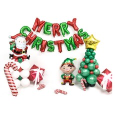 WOW PARTY KOREA 聖誕節氣球套組 聖誕快樂, 混色, 1套
