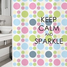 浴簾 KEEP SPARKLE 1800*1880mm+不鏽鋼掛鉤 12入+白色掛桿組合, 1套