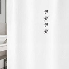 復古風格浴簾 vsc 18 1800*1880mm+不鏽鋼掛鉤 12入+白色掛桿組合, 1套