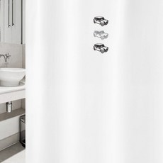 復古風格浴簾 vsc 24 1800*1880mm+不鏽鋼掛鉤 12入+白色掛桿組合, 1套