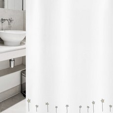 復古風格浴簾 vsc 07 1800*1880mm+不鏽鋼掛鉤 12入+白色掛桿組合, 1套