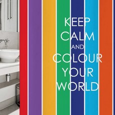 浴簾 KEEP COLOUR 1800*1880mm+不鏽鋼掛鉤 12入+白色掛桿組合, 1套