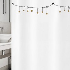 復古風格浴簾 vsc 02 1800*1880mm+不鏽鋼掛鉤 12入+白色掛桿組合, 1套