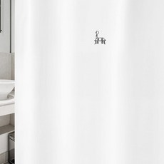 復古風格浴簾 vsc 14 1800*1880mm+不鏽鋼掛鉤 12入+白色掛桿組合, 1套