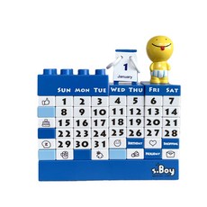 角色積木萬年曆桌上型日曆, 藍色, 1個