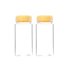 彩色瓶蓋透明水瓶 2入, 黃色, 350ml