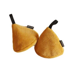 Decotonic 軟燈芯絨錐形廚房手套, 芥末黃, 1組