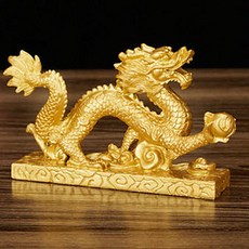 富貴功名 如意珠 青龍 風水 裝飾, 金色