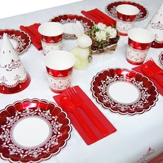 Wow Party Korea 6人用18cm盤子派對組 經典金屬紅, 1套