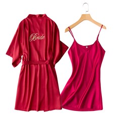 時尚絲綢婚紗浴袍套組 M, TYPE01, 1套