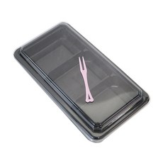 3格餐盒 GS 黑色 300入+迷你叉子, 1組