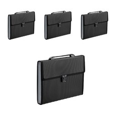 Munhwa Filing System 12類壓紋手柄文檔文件, 黑色的, 4個